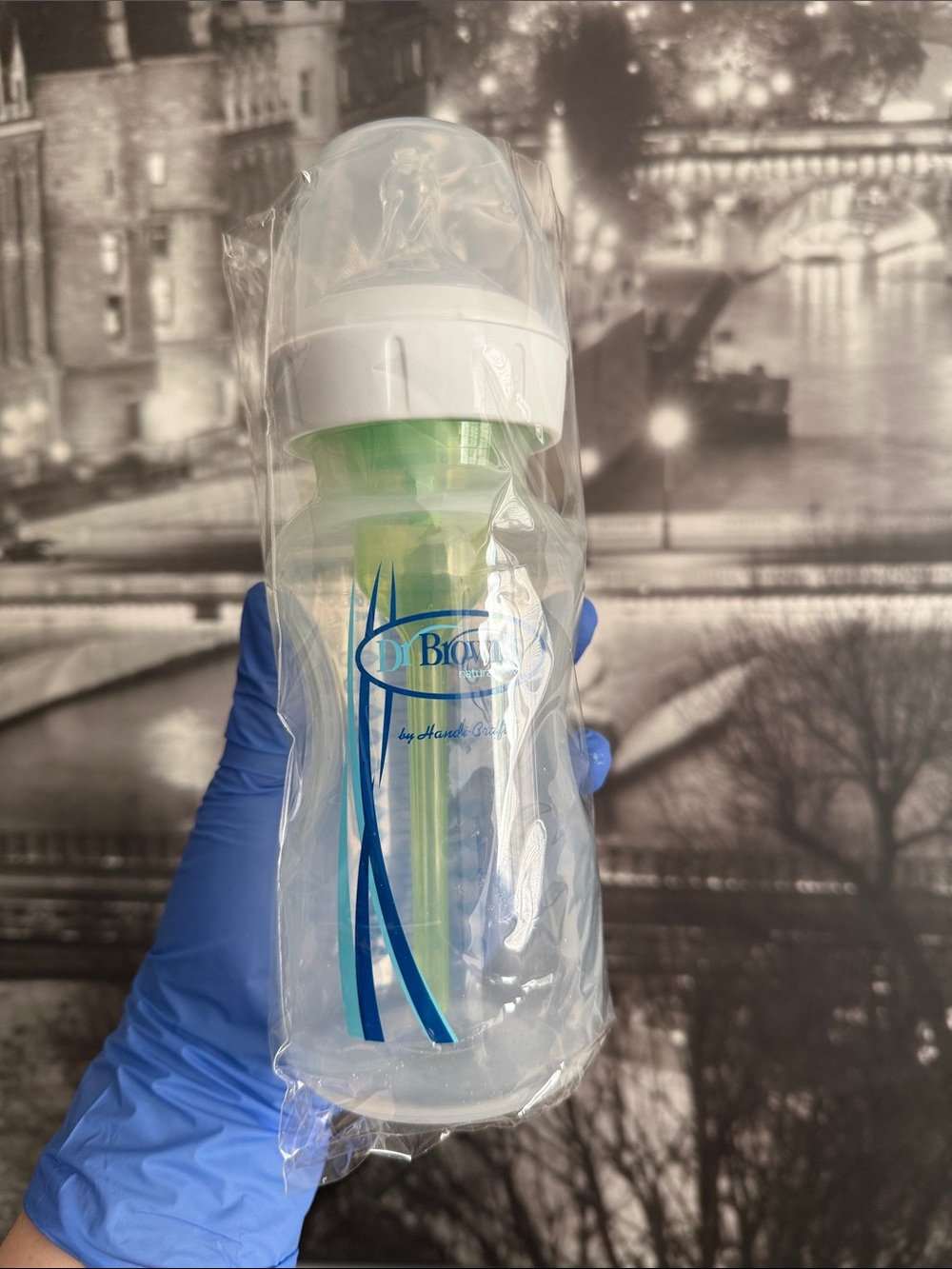Dr. Brown's Natural Flow Wide-Neck Baby Bottle - Clear with Green Accent